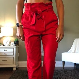 Bright red H&M trousers